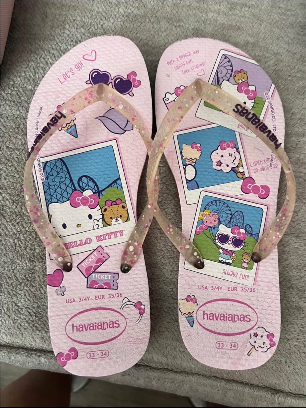 Havaianas Kids Hello Kitty Pink Glitter Strap Flip Flops